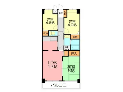 エルメゾン(3LDK/1階)の間取り写真