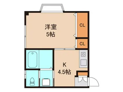 コーポ駒場第二(1K/2階)の間取り写真