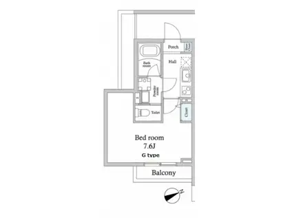 スカイグランデ八広B棟(1K/1階)の間取り写真