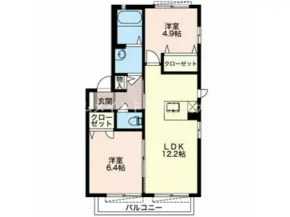 エクセレントティアラ(2LDK/2階)の間取り写真