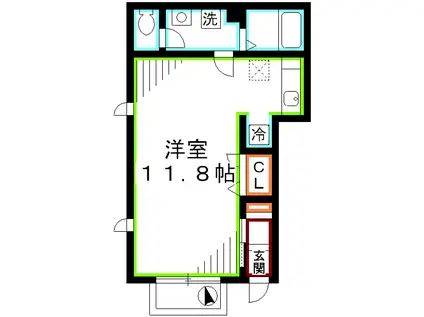 キアーヴェ(ワンルーム/1階)の間取り写真