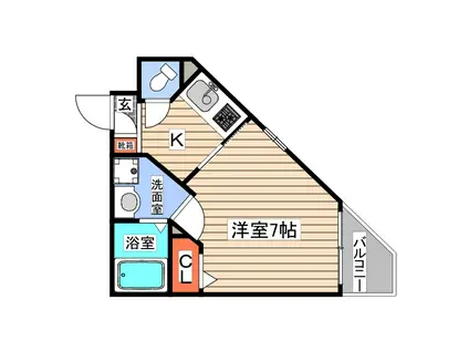 オリオリシティVII(1K/1階)の間取り写真
