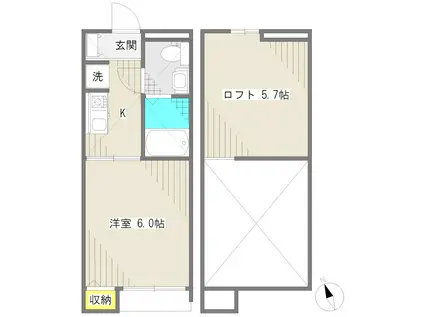 カーザ・チェレステ(1K/1階)の間取り写真