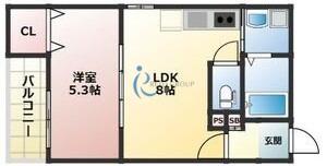 ALEGRIA平野本町II(1LDK/3階)の間取り写真