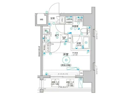 LEA MARKS横濱(1K/6階)の間取り写真