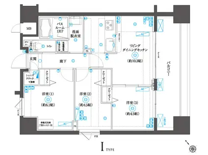 ズーム横浜スクエア(1DK/7階)の間取り写真