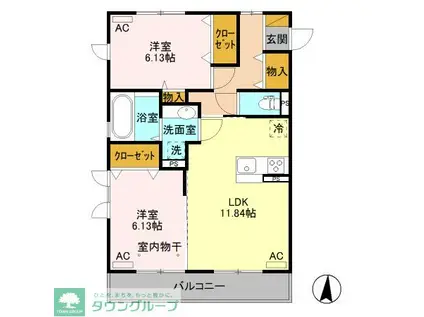 ライズグレースA(2LDK/3階)の間取り写真