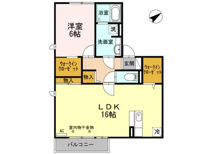 イーストヒルズ高松F(1LDK/2階)の間取り写真