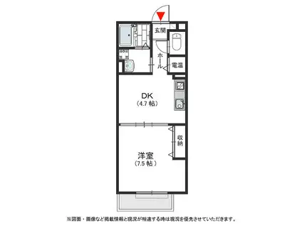 FELICE B棟(1DK/2階)の間取り写真