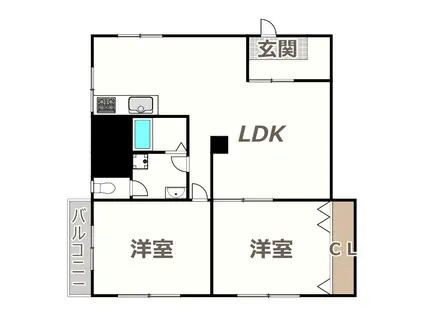 ローレルハウス北畠(2LDK/1階)の間取り写真