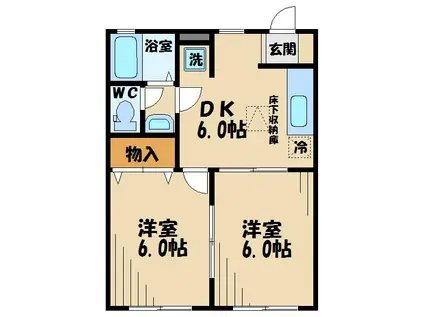 ハイムS2K-II(2DK/1階)の間取り写真