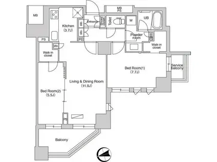 エミリブ石神井公園(2LDK/14階)の間取り写真