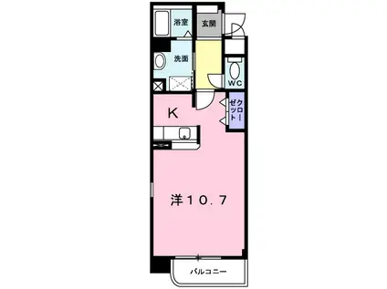 プラシード和坂(ワンルーム/2階)の間取り写真