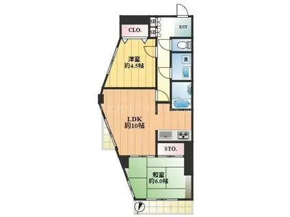 英ホームズウエスト(2LDK/4階)の間取り写真