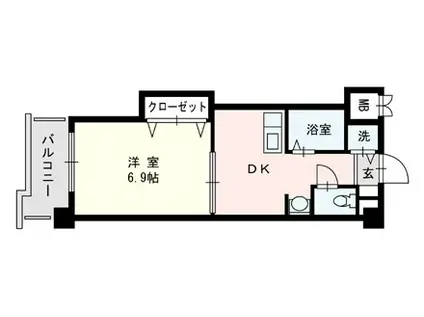 サンプラスパ(1DK/5階)の間取り写真