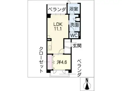 ル・パラディ(1LDK/2階)の間取り写真