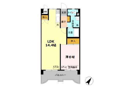ティ・ワイパレス(1LDK/2階)の間取り写真