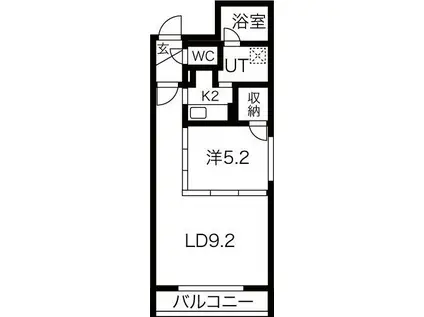 ラ・シュエット宮の森(1LDK/2階)の間取り写真