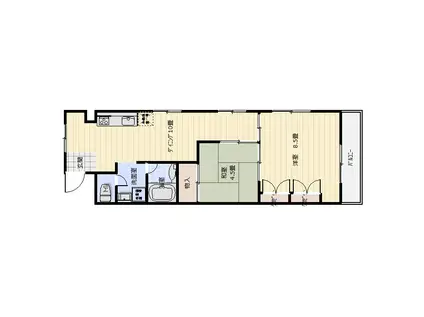 サンセゾンみな与(2LDK/3階)の間取り写真