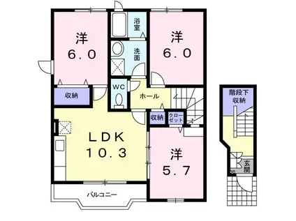 プリムヴェール(3LDK/2階)の間取り写真