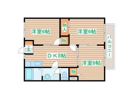 サンシャイン蒲町(3DK/1階)の間取り写真