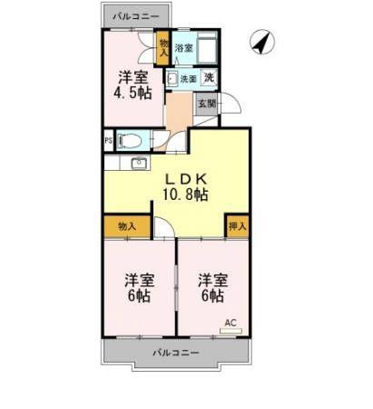 コンフォート鵠沼I(3LDK/1階)の間取り写真