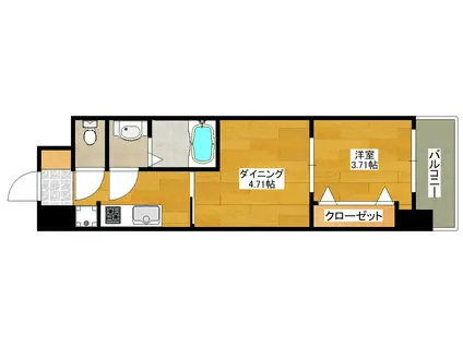 リブネスコート江坂(1DK/7階)の間取り写真