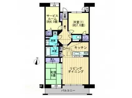 フローレンス栗林公園グランドアーク弐番館(2SLDK/4階)の間取り写真