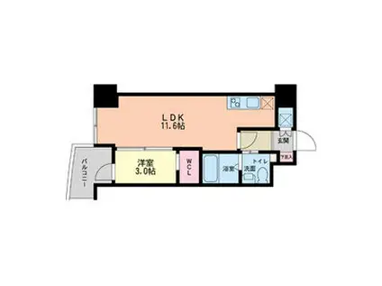 セレニテ本町グランテ(1LDK/9階)の間取り写真