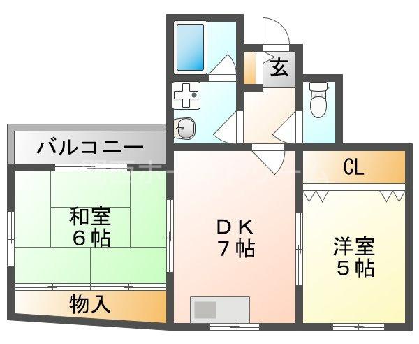 新橋ハーバー(2DK/2階)の間取り写真