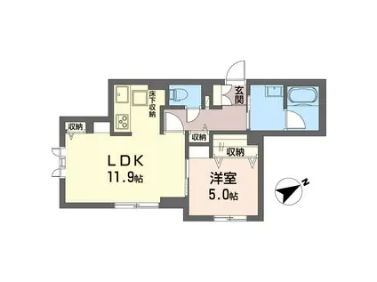 グランシャトー宮沢(1LDK/1階)の間取り写真