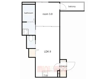 パルティール武庫川II(1DK/1階)の間取り写真