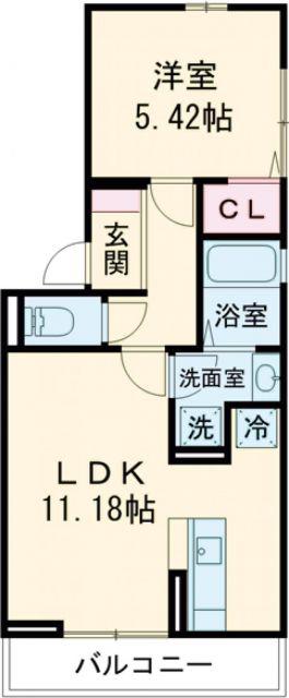 ロイヤルレジデンスA(1LDK/2階)の間取り写真