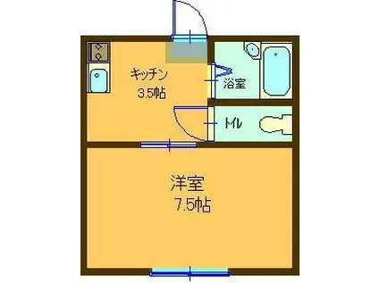 ピエール壱番館(1K/1階)の間取り写真