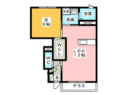 モンテローザ中津川(1LDK/1階)の間取り写真