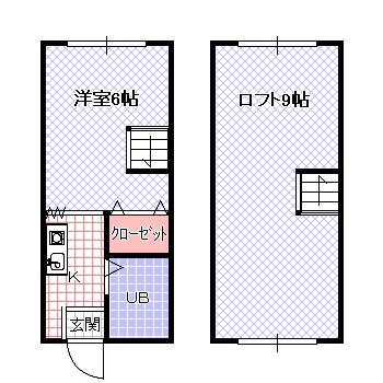 岸本ハイツ(1K/2階)の間取り写真