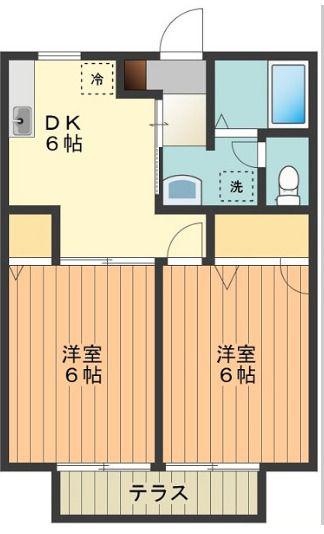 サントゥールB(2DK/1階)の間取り写真