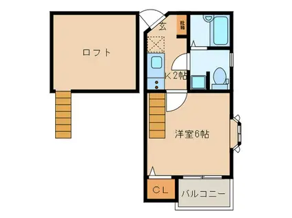 ピュア姪浜伍番館(1K/2階)の間取り写真