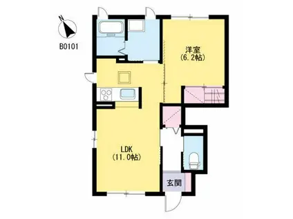 シャーメゾンYTY B棟(1LDK/1階)の間取り写真