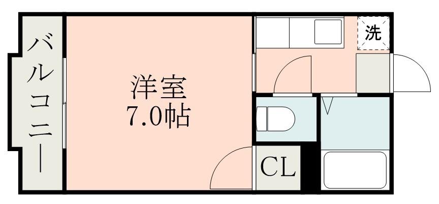 レインボー薬師(1K/3階)の間取り写真