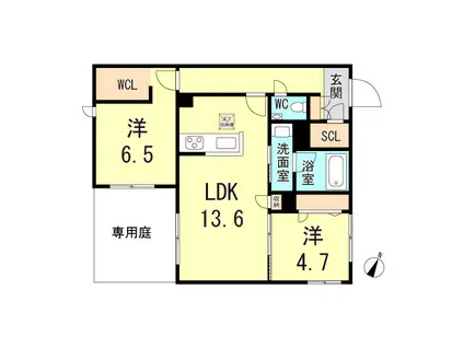 シャーメゾン マーリエIII(2LDK/1階)の間取り写真