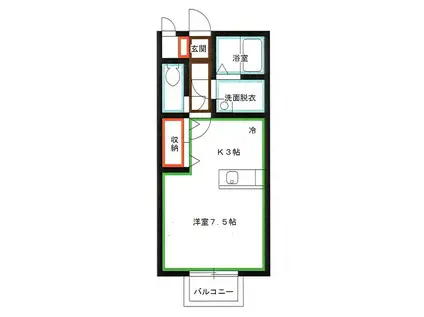 ベルデュール小金井(1K/2階)の間取り写真