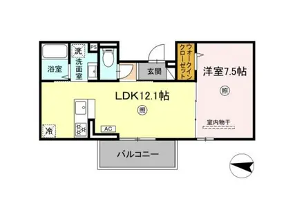 サニーサイド幸町2(1LDK/2階)の間取り写真