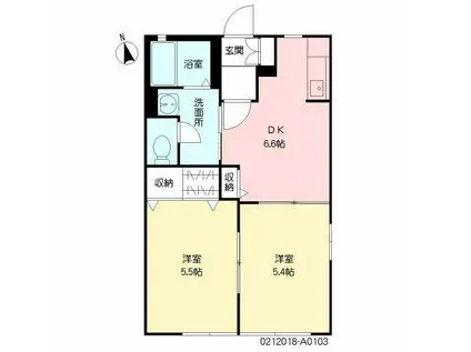 グランハーベスト(2DK/1階)の間取り写真