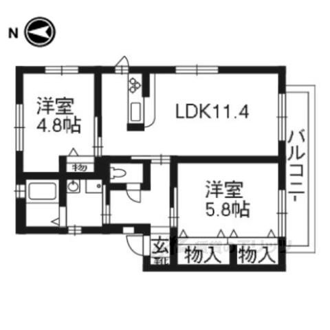 シャーメゾンコモド(2LDK/1階)の間取り写真
