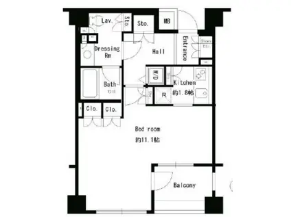 アーバネックス日本橋水天宮(1K/5階)の間取り写真