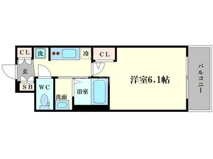 エステムコート難波ウエストサイドVIグラッド(1K/8階)の間取り写真