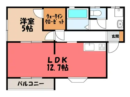 NEW LEAVES(1LDK/2階)の間取り写真