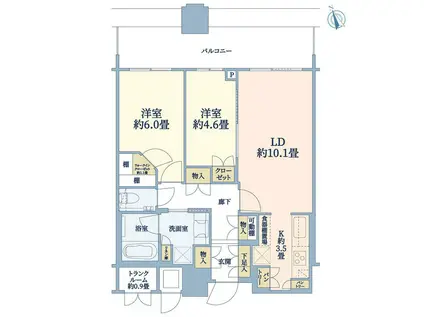 パークシティ武蔵小杉ザ グランドウイングタワー(2LDK/36階)の間取り写真
