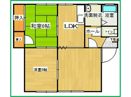 アーバンライフ日の里(2LDK/2階)の間取り写真